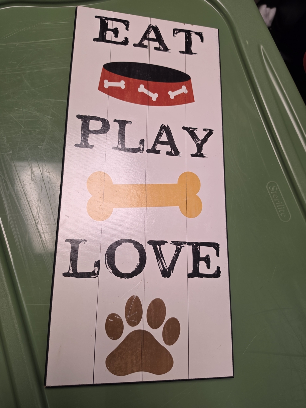 Kirklands Dog Wall Art Sign - White, Red, Yellow, Brown